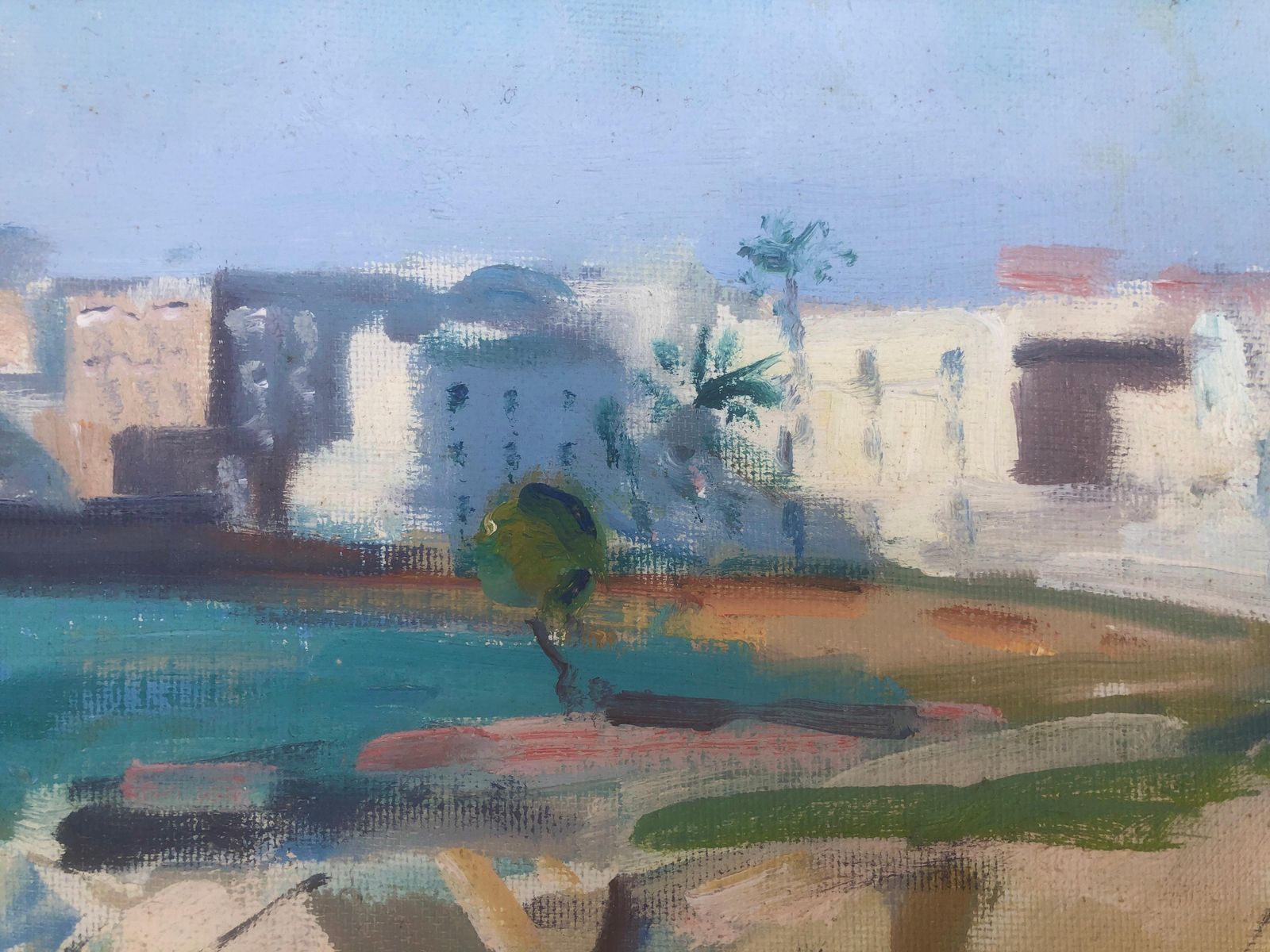 Rafael Duran Benet Mediterranean Coastal View Of Sitges Harbor Oil Painting Post Impressionist Art C.1990 photo Art