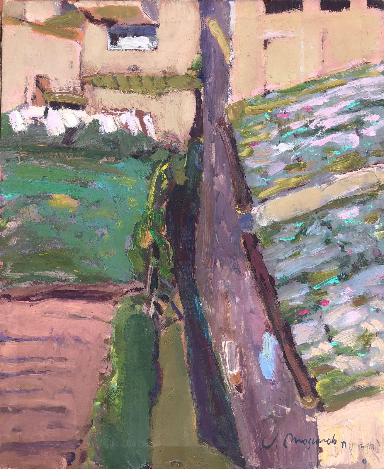 Josep Moscardo Monells 1977 Empordà Oil Painting, Catalan Post Impressionist Landscape