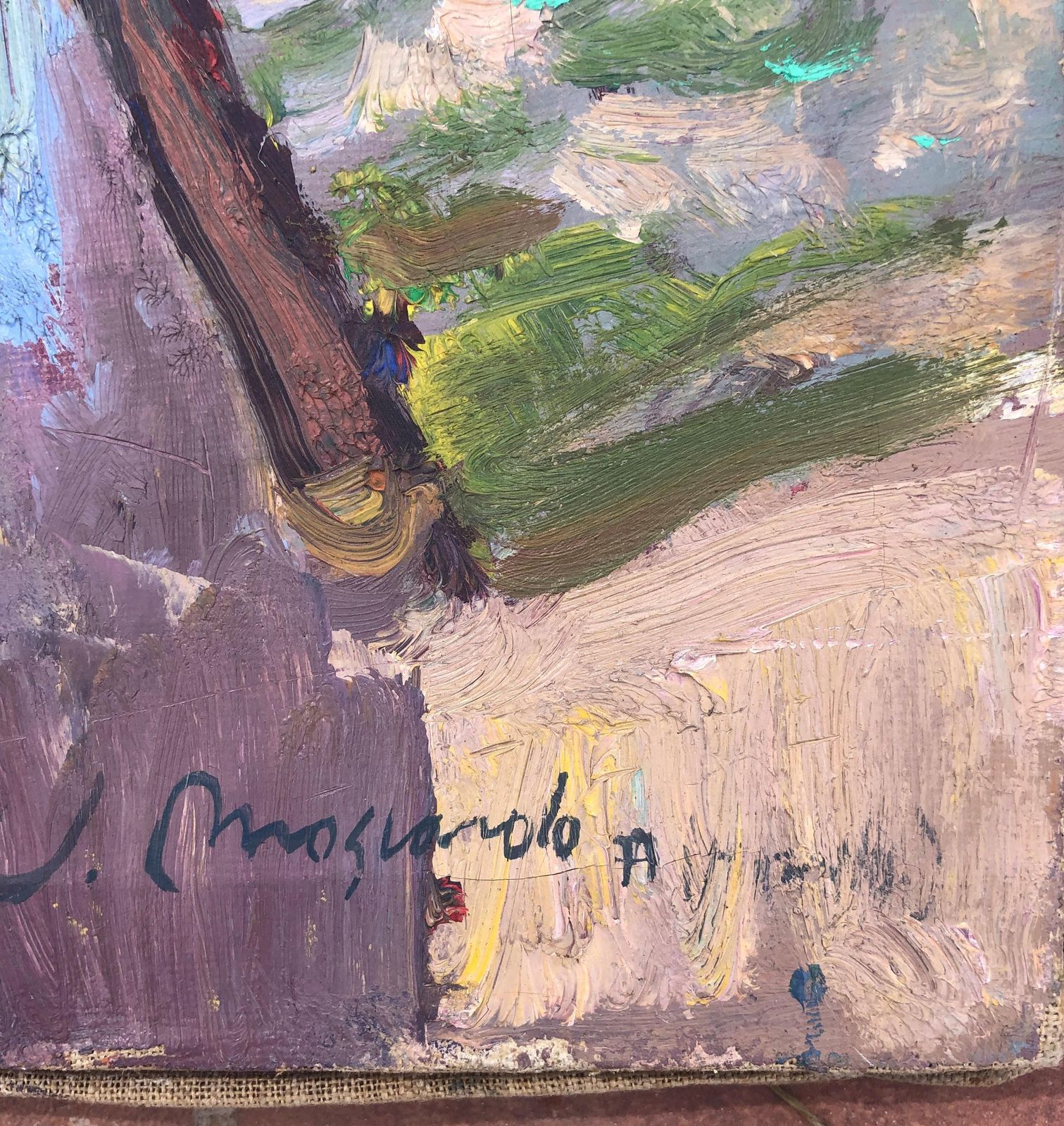 Josep Moscardo Monells 1977 Empordà Oil Painting, Catalan Post Impressionist Landscape photo furniture