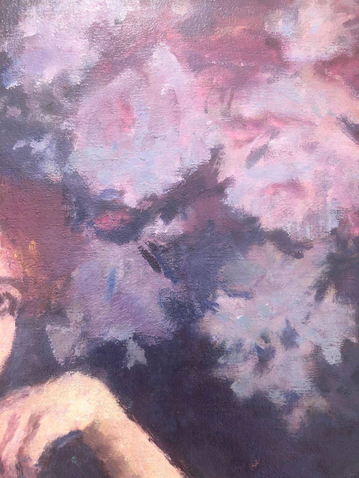 Joan Palet Woman With Paipai Fan Oil On Canvas Painting Portrait C.1975 photo vinterior