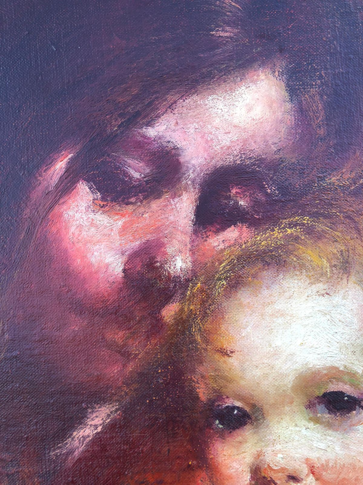 Rosendo Gonzalez Carbonell Mother And Child Oil On Canvas Painting C.1960 photo vinterior