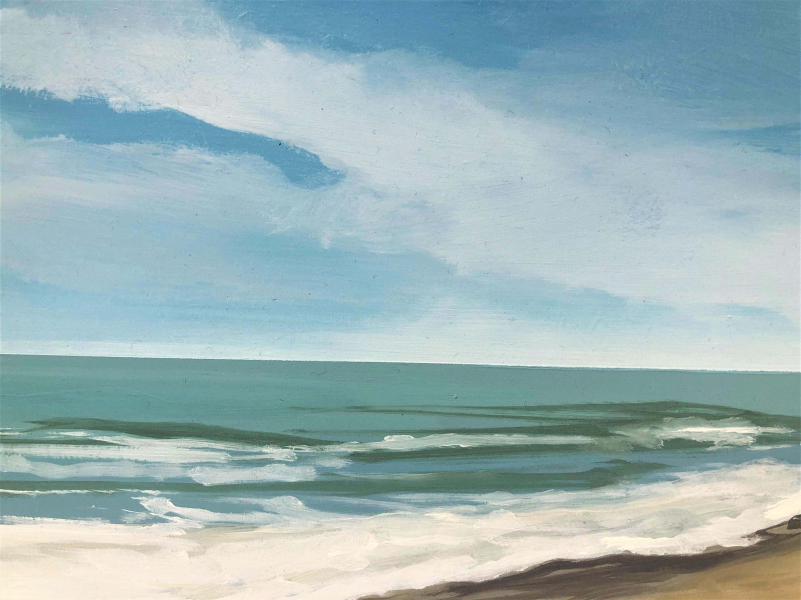 Alberto Biesok Mediterranean Coastal Beach With Dunes Oil Painting Panoramic Seascape photo vinterior
