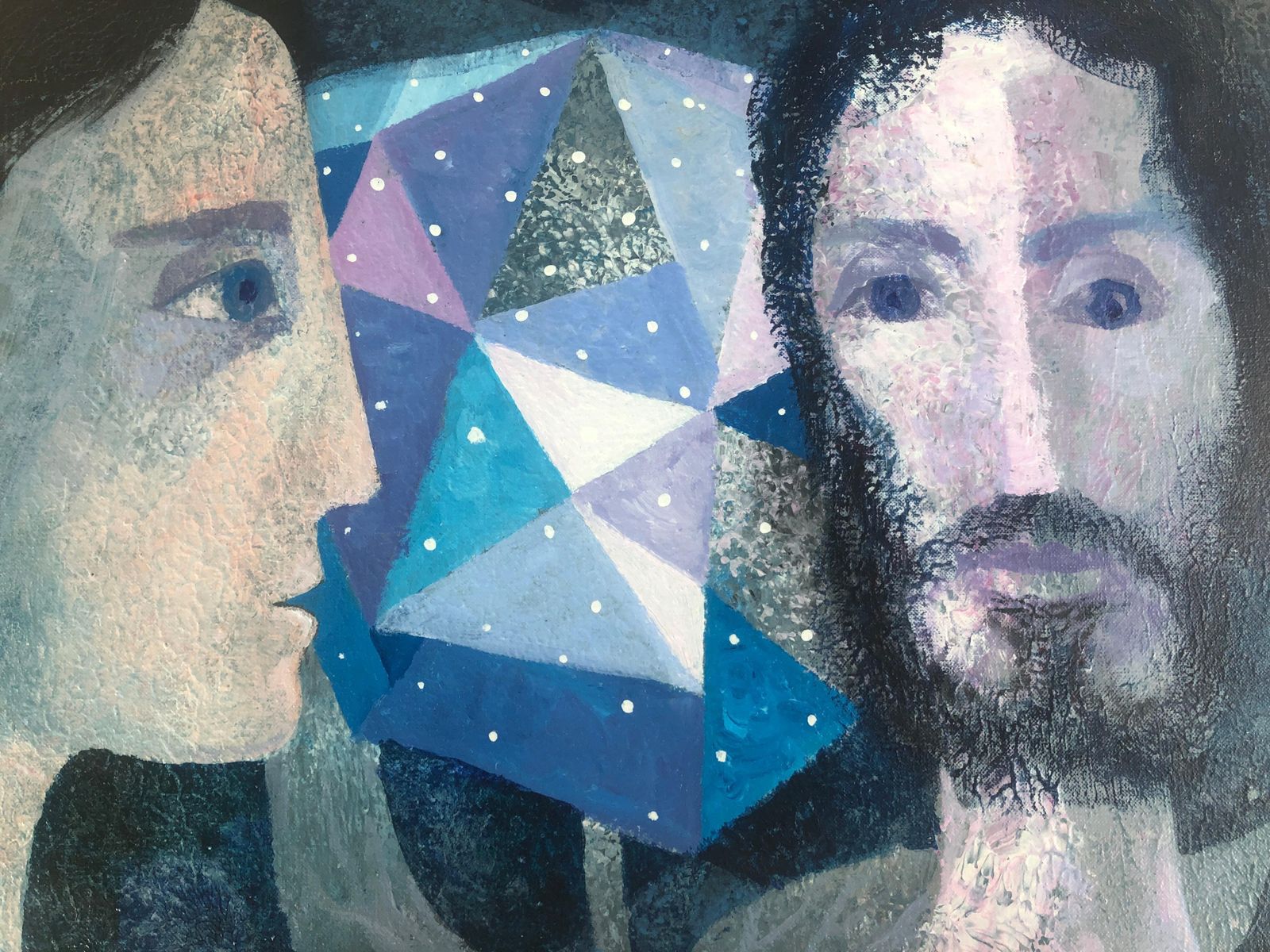 Ramon Llovet Miserol Symbolist Male And Female Couple Portrait Modern Spanish Figurative Oil Painting Surrealist Composition 1977 photo buy