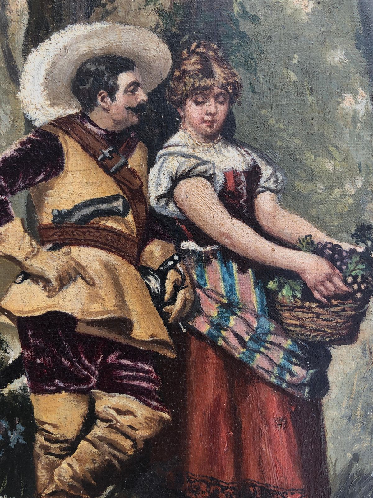 Unknown Courtship In The Forest French Romantic School XIX Century Oil On Canvas C.1880 photo buy