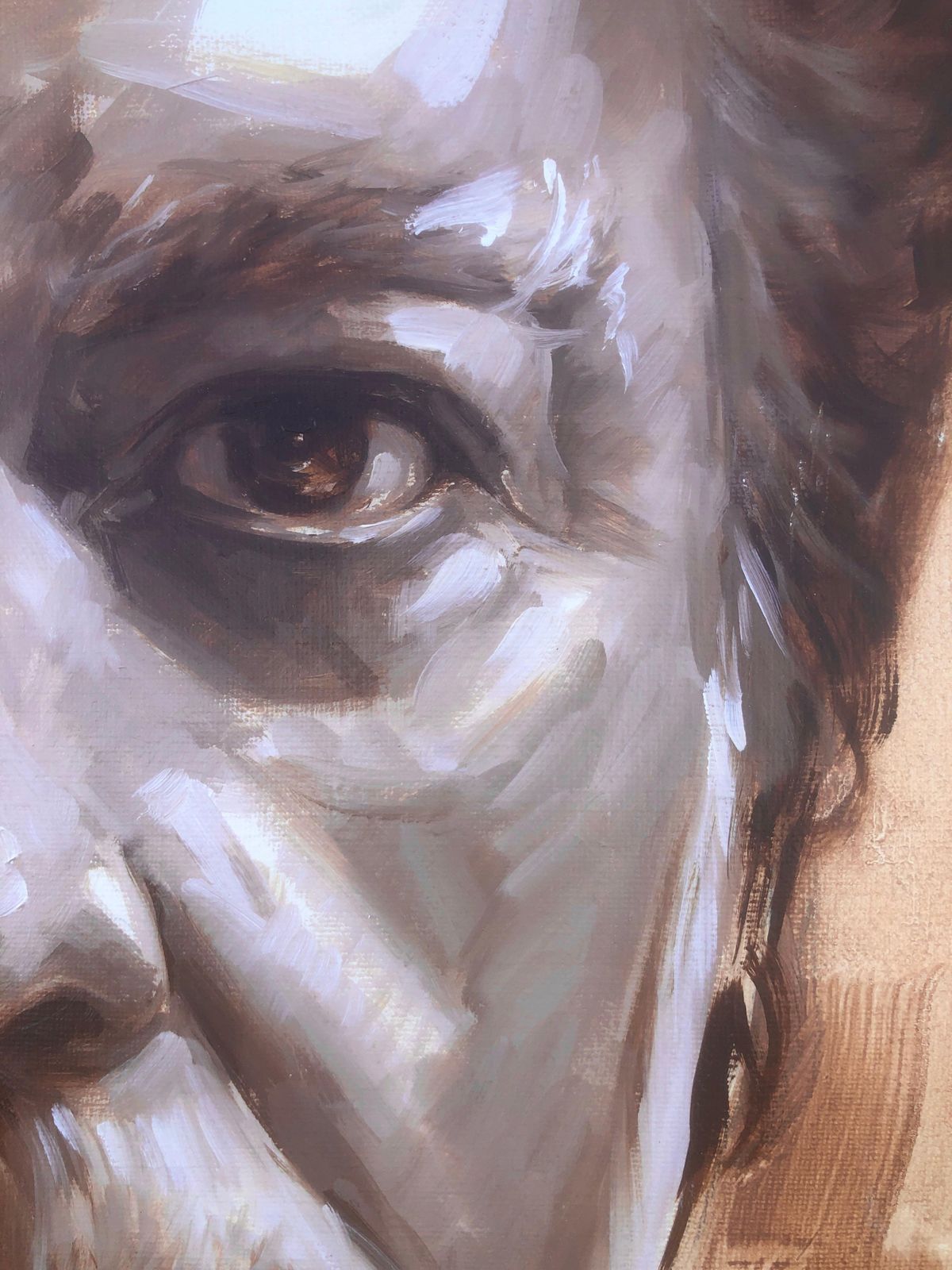 Lluis Ribas Self Portrait Oil On Canvas Painting C.2000 photo for sale