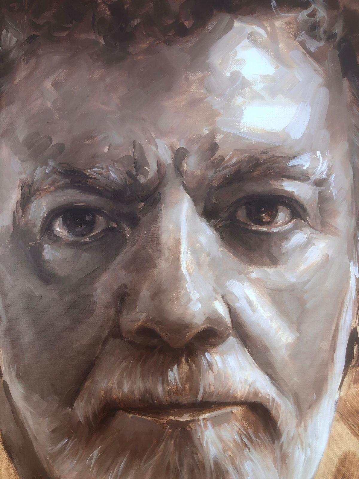 Lluis Ribas Self Portrait Oil On Canvas Painting C.2000 photo vinterior