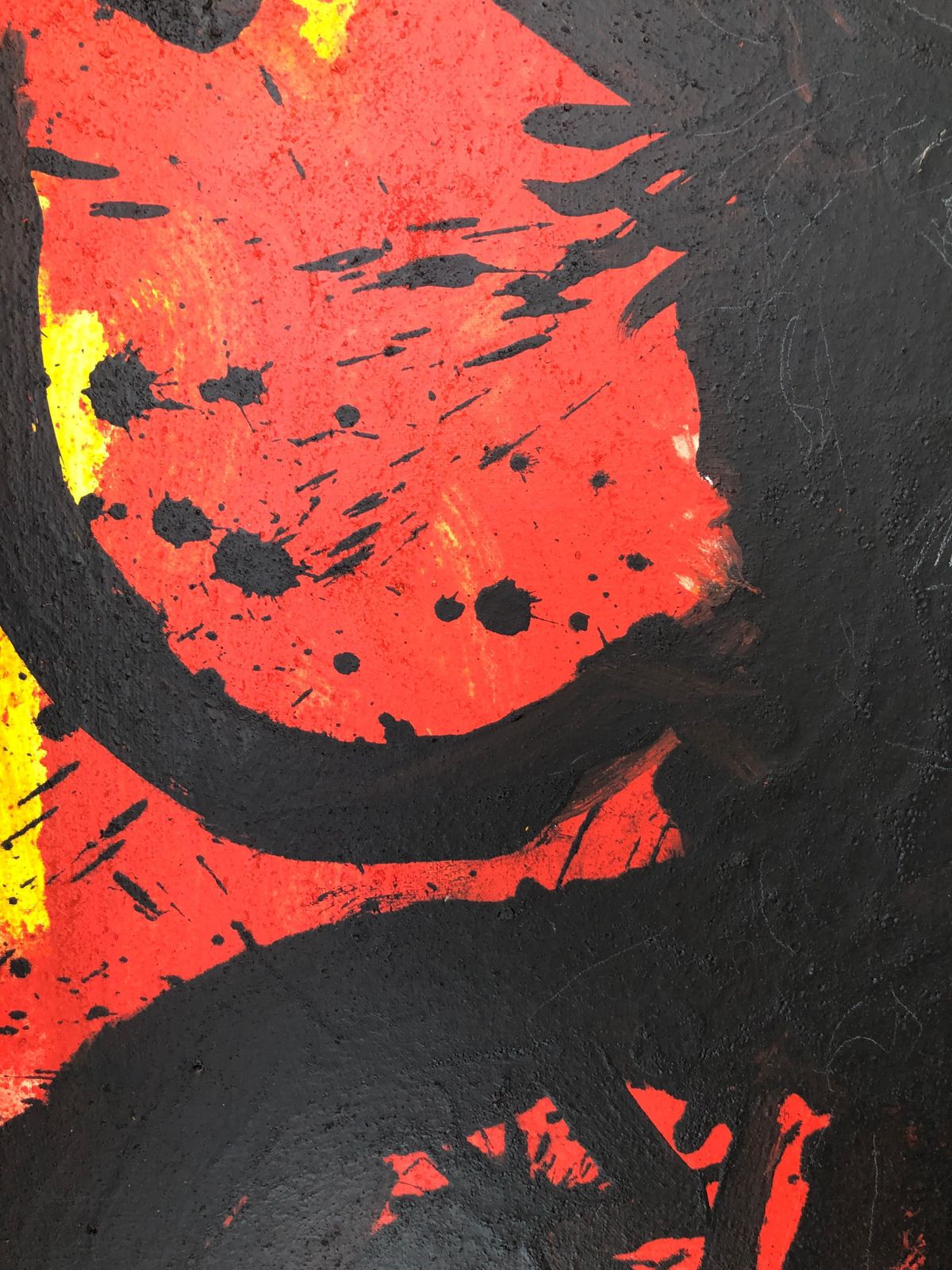 Joaquim Falco Large Expressionist Charlie Chaplin Portrait Painting, Red Black Figurative Oil On Canvas 2004 photo 900.0