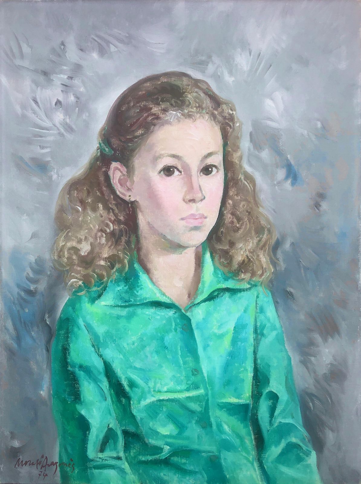 Josep Maria Morato Aragones Young Girl Portrait Oil On Canvas Painting 1974