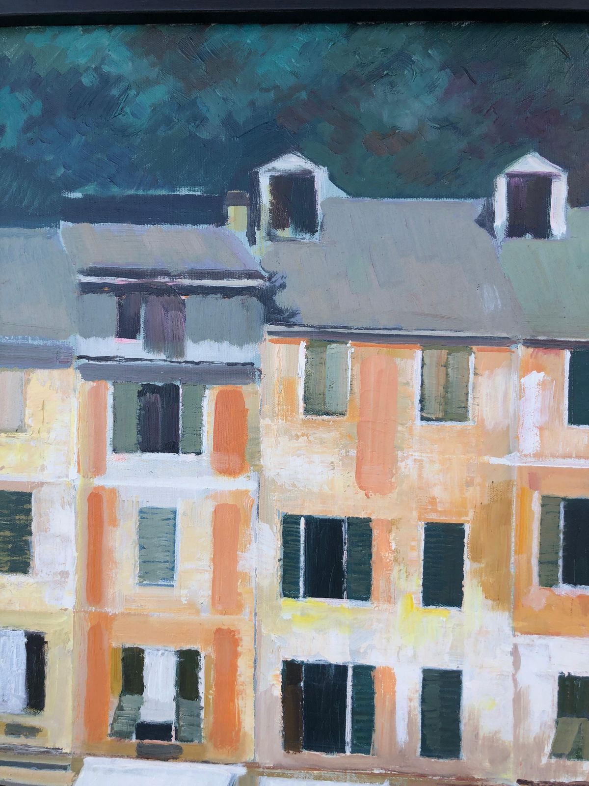Josep Maria Vayreda Canadell Honfleur France Oil On Canvas Painting French Seascape Urbanscape C.1990 photo vinterior