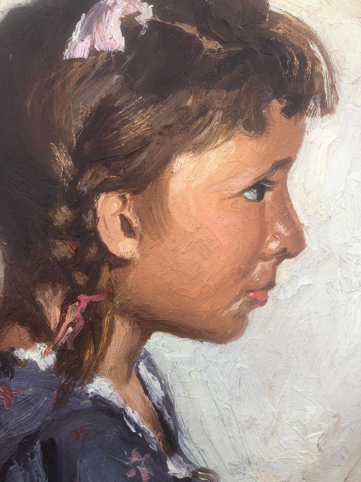 Jose Miret Aleu Girl In Profile Oil On Canvas Painting 1943 photo buy