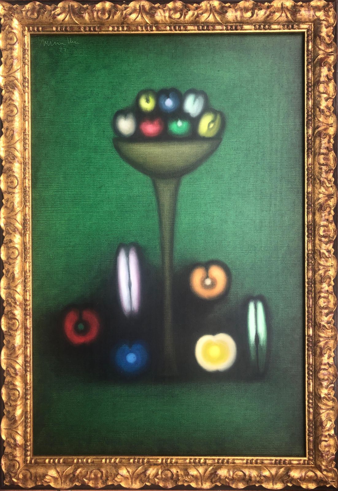 Josep Navarro Vives Still Life Oil On Canvas Painting Sfumato 1994 photo furniture