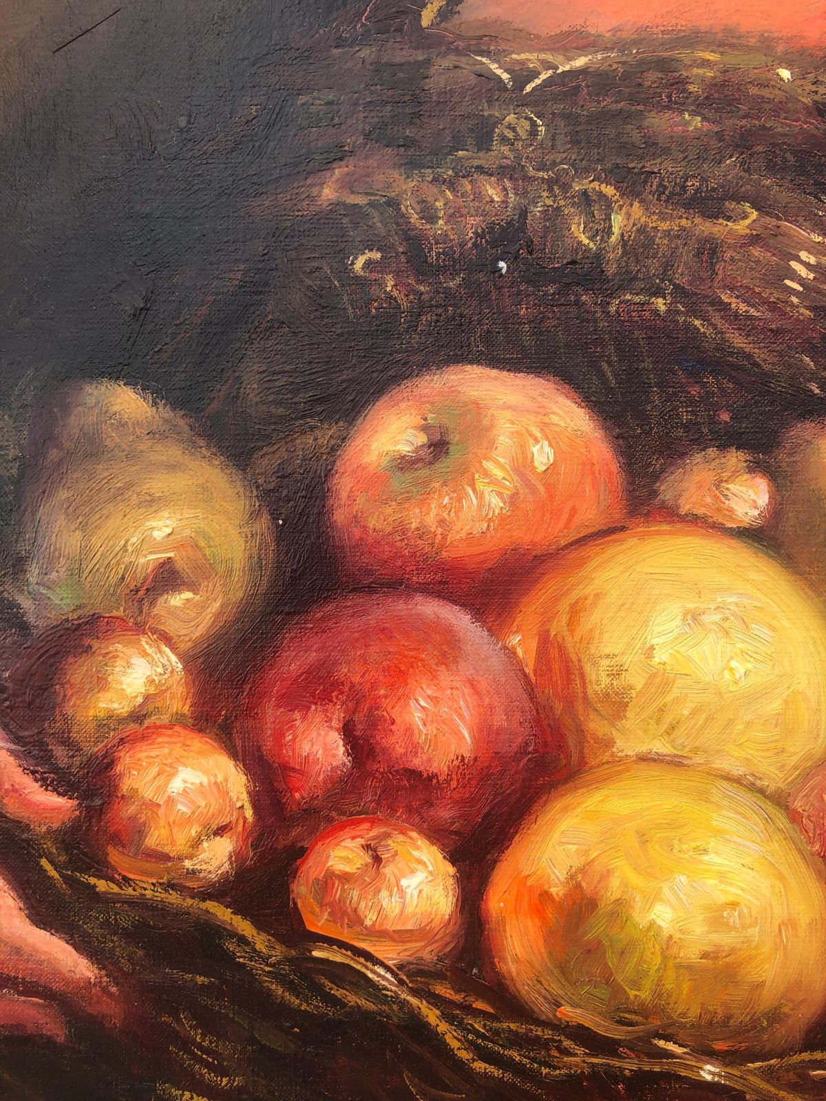 Rosendo Gonzalez Carbonell Woman Selling Fruit Oil On Canvas Painting European Art C.1970 photo for sale