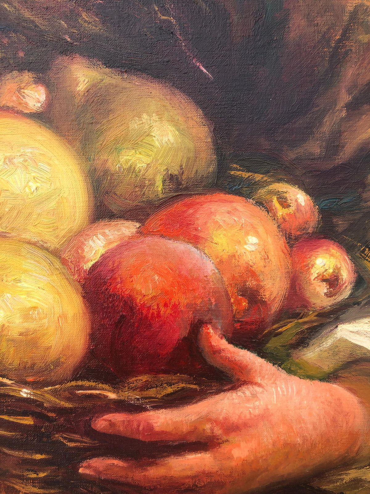 Rosendo Gonzalez Carbonell Woman Selling Fruit Oil On Canvas Painting European Art C.1970 photo Art