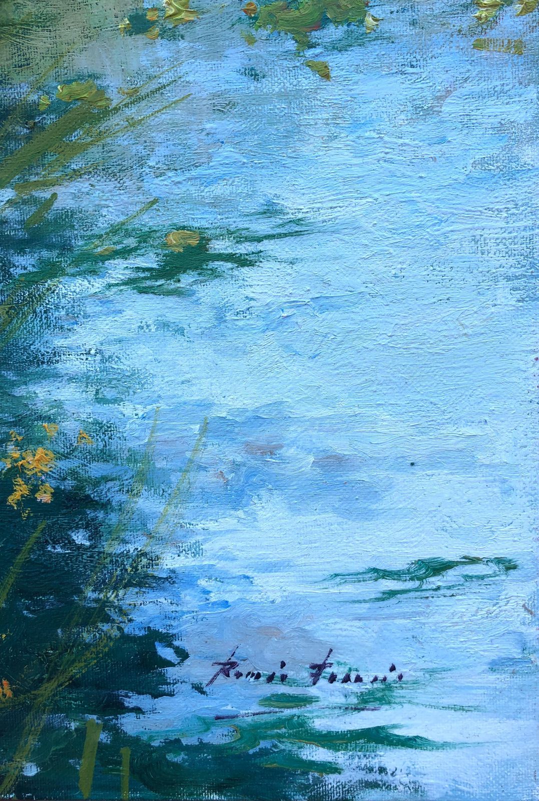 Roman Frances Young Woman By The River Oil On Canvas Painting C.2000 photo furniture