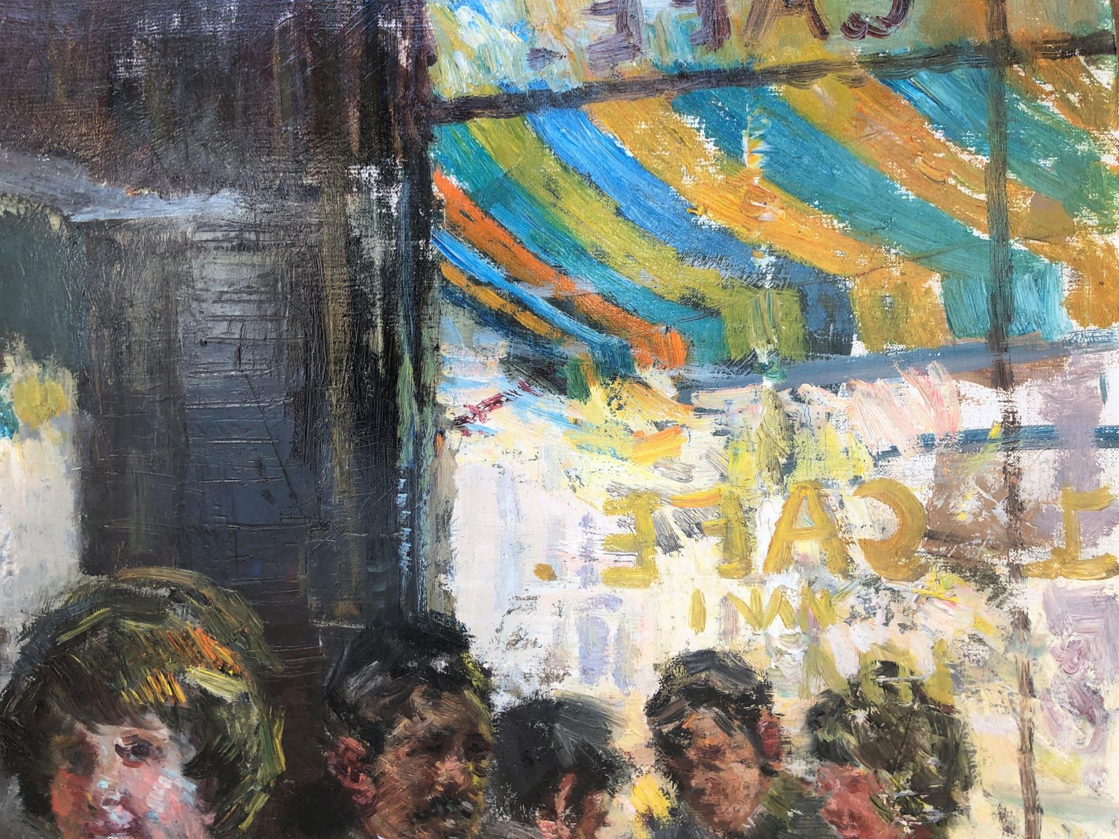 Ignacio Gil Sala Modernist Barcelona Café Scene Painting – Spanish Post Impressionist Figurative C.1980 photo vinterior