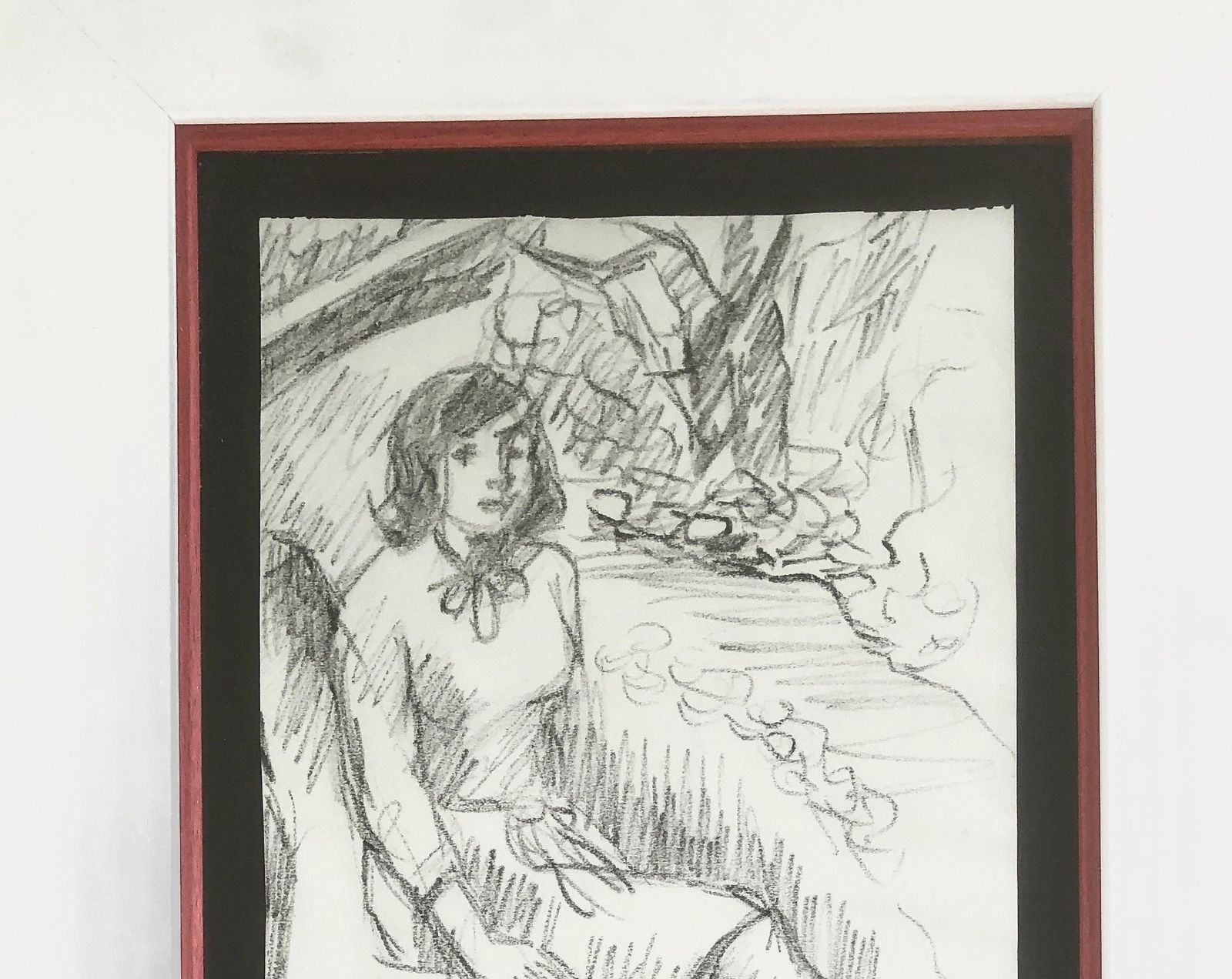 Casimir Martinez Tarrasso Spanish Modernist Female Figure Drawing Catalan Post Impressionist Pencil Work C.1975 photo furniture