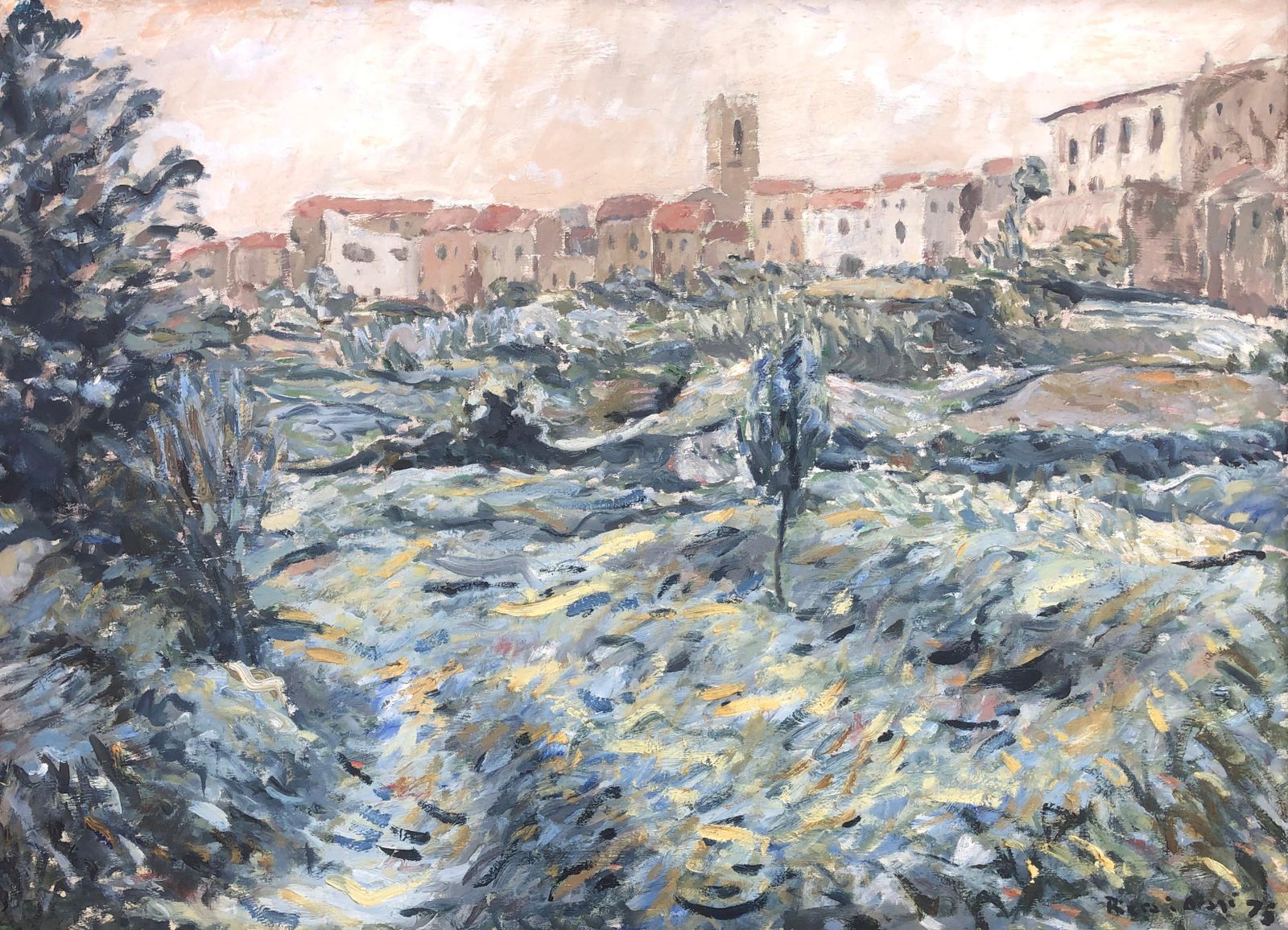 Josep Maria Riera I Aragó Spanish Landscape Oil On Canvas Painting 1975