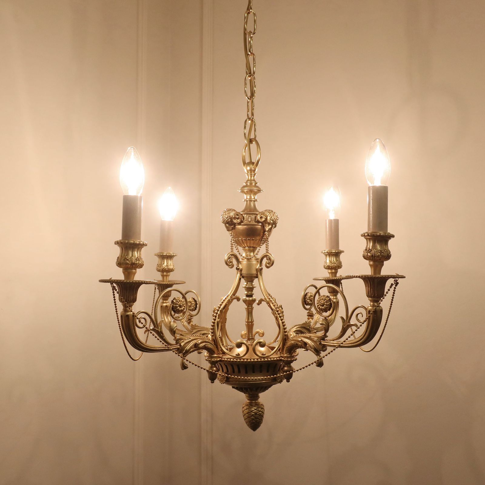 French Early 20th Century Four Arm Brass Chandelier photo furniture