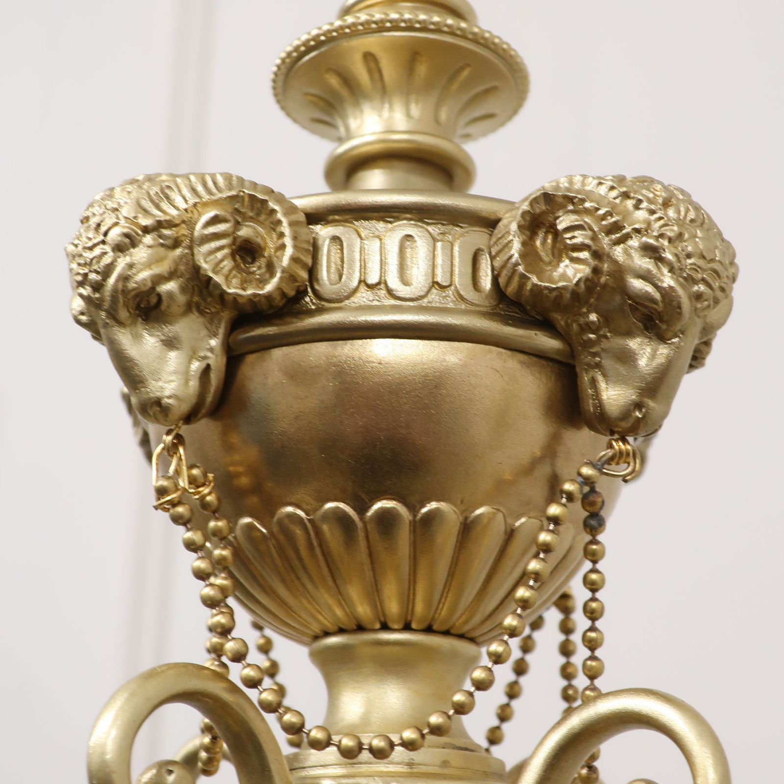 French Early 20th Century Four Arm Brass Chandelier photo vintage