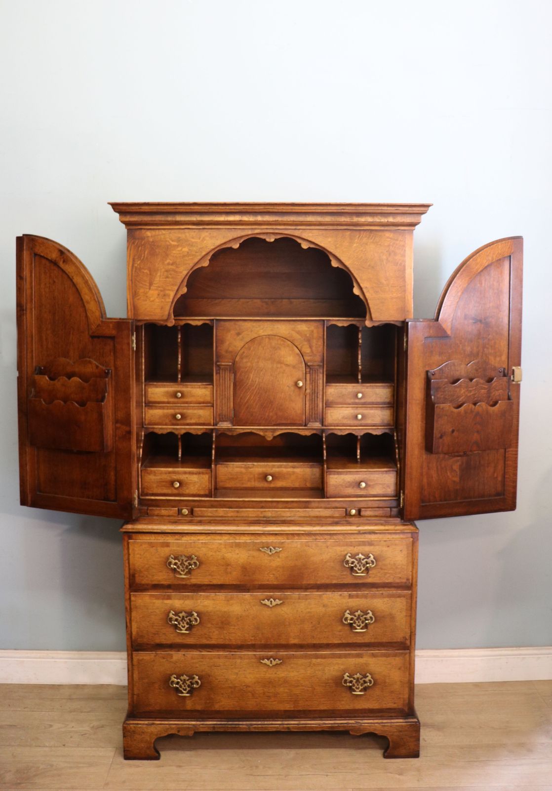 Absolutely Wonderful Reproduction Bureau Cabinet Is Built In The Georgian Style. photo furniture