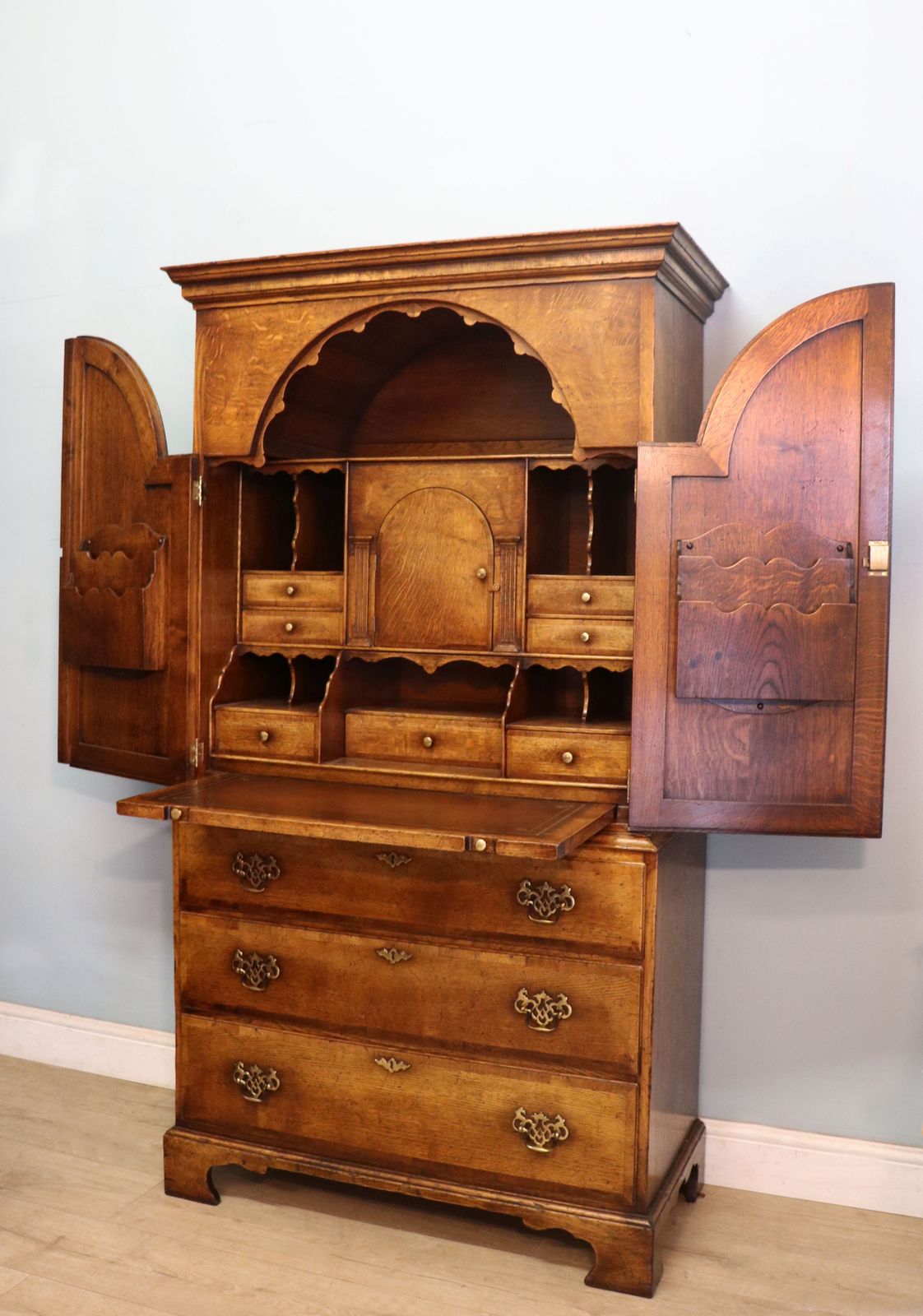 Absolutely Wonderful Reproduction Bureau Cabinet Is Built In The Georgian Style. photo vintage