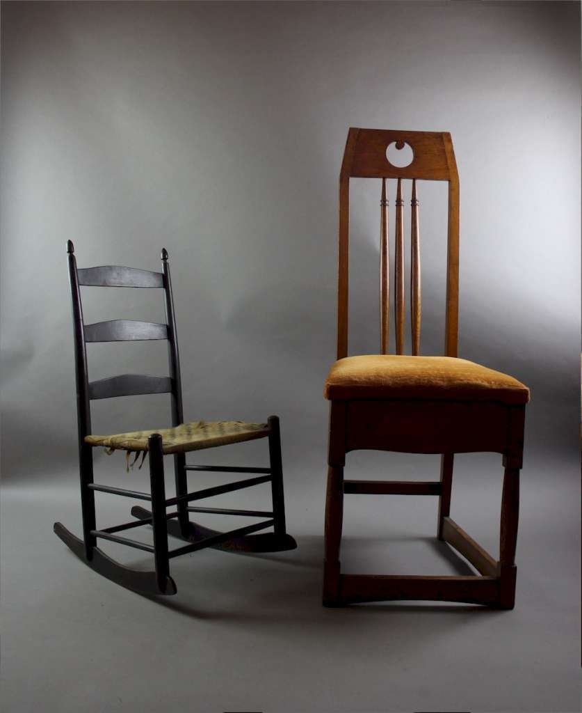 Arts And Crafts Shaker Child's Rocking Chair With Woven Cloth Seat photo 282.0