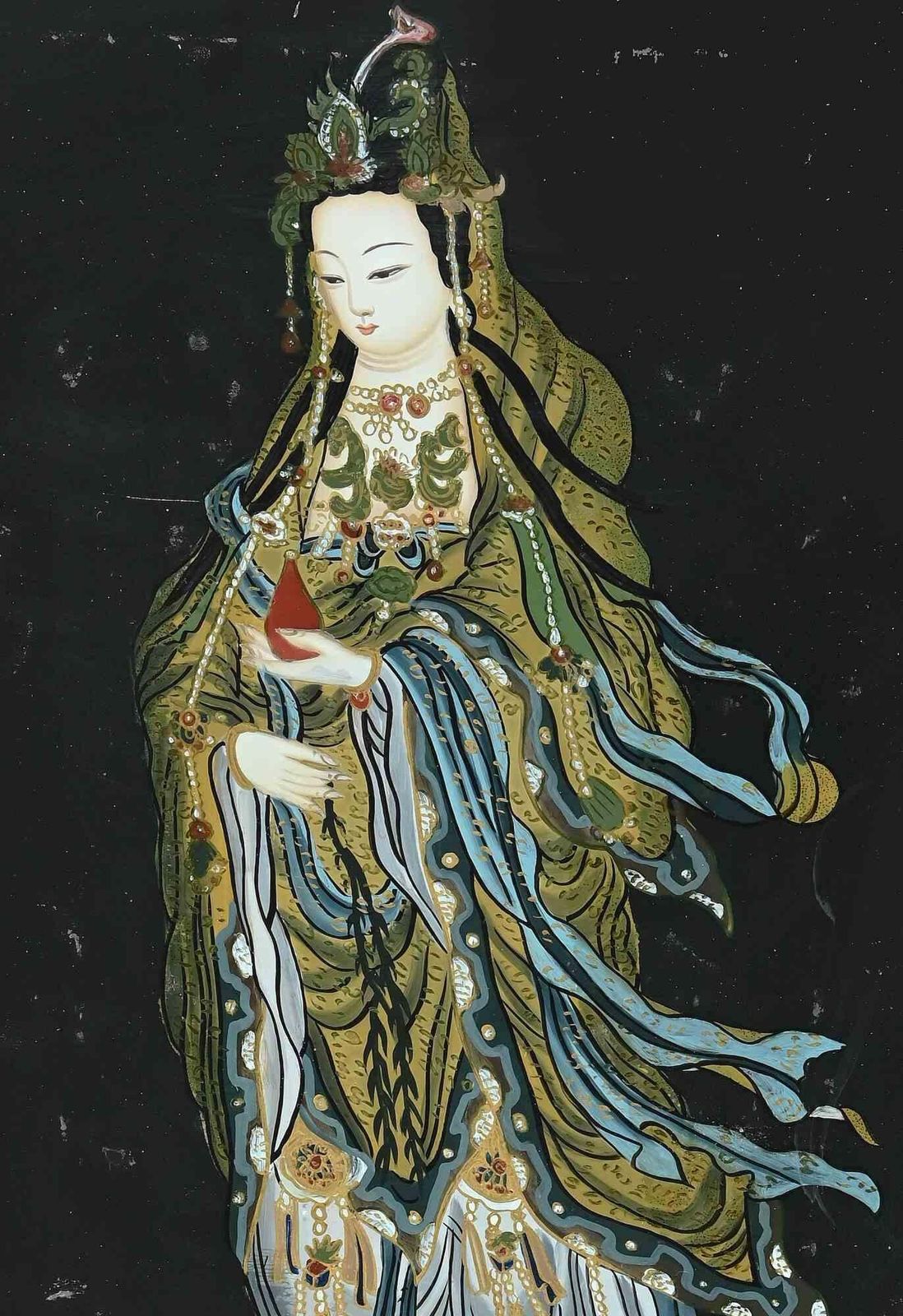 Oriental Woman, Enamel On Board, Early 20th Century photo furniture