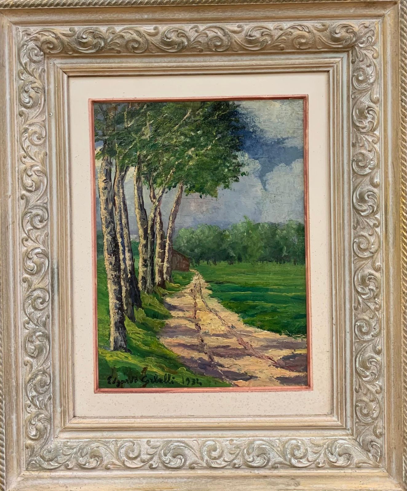 Edgardo Corbelli"Spring Landscape" Oil Cm. 28 X 38  1934  Green1934