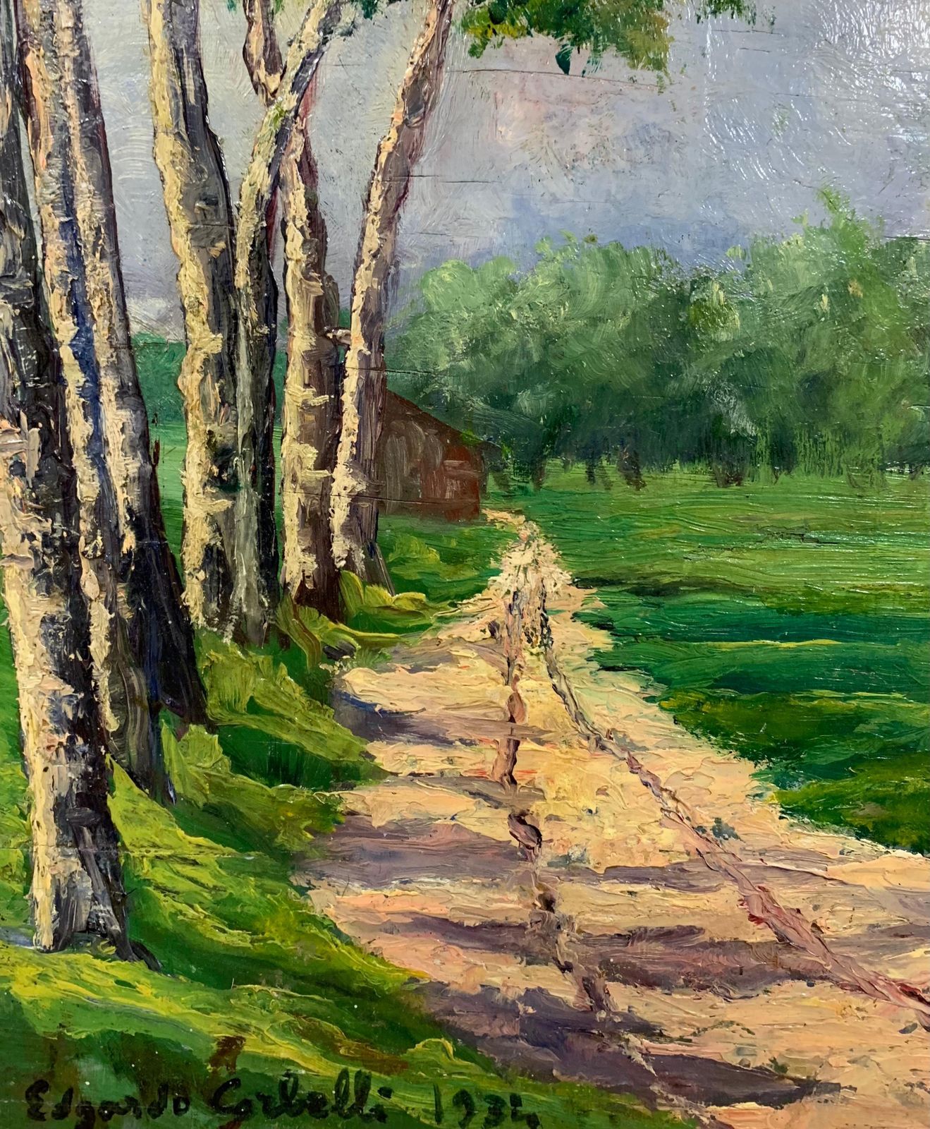 Edgardo Corbelli"Spring Landscape" Oil Cm. 28 X 38  1934  Green1934 photo 2976.0