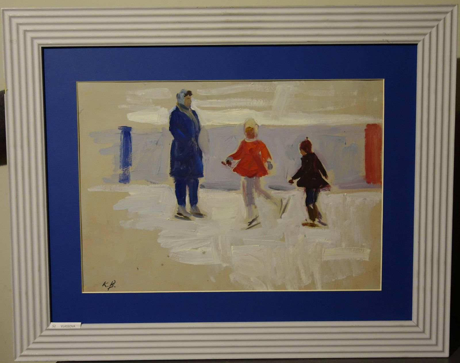 Klara Vlassova"Skaters " Oil Cm. 47 X 33  1950 1950 photo furniture