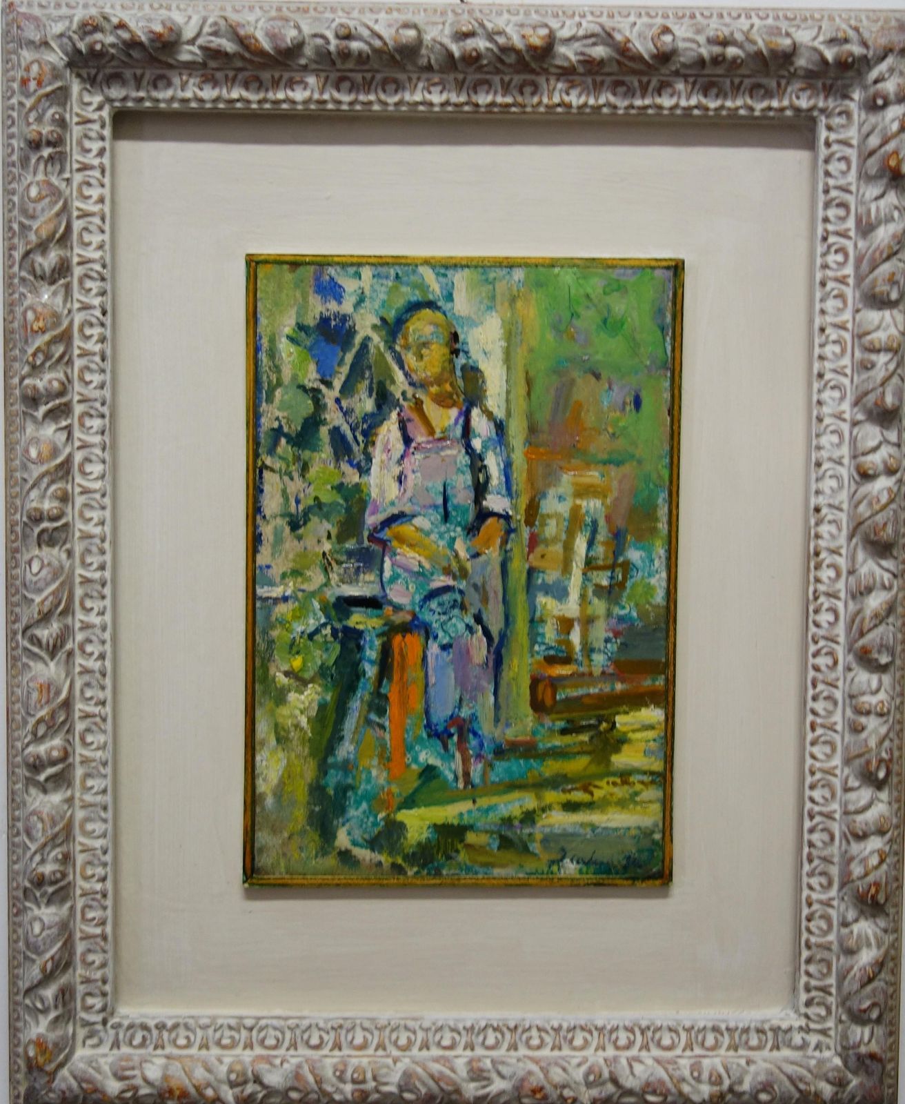 Gleb Savinov"Woman On The Veranda, Summer"  Russian, Impressionist, Oil Cm. 19 X 29 191987