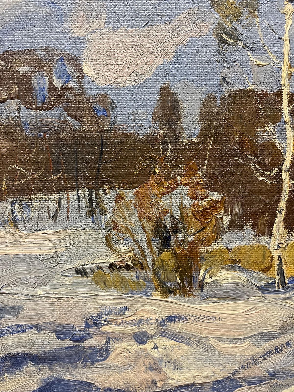 Leonid Vaichiliacold Morning   Oil  Cm. 43 X 31 Cm, 19821982 photo vintage
