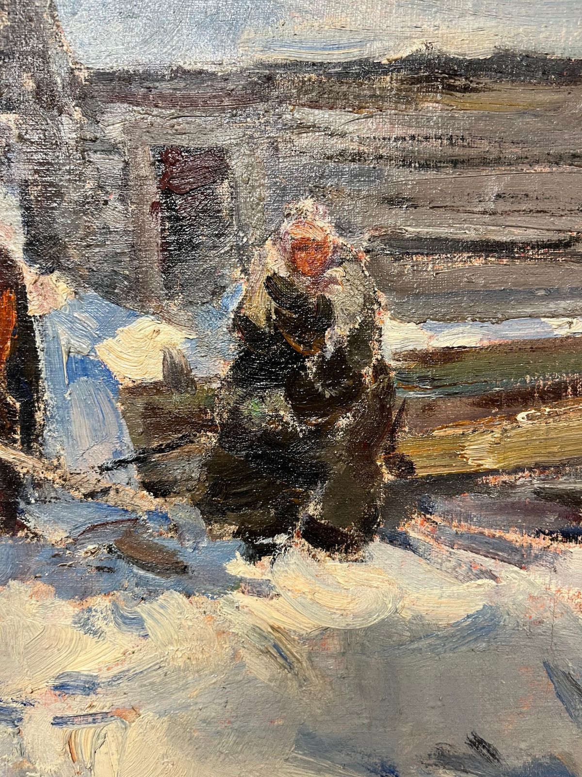 Leonid Vaichilia"Wait" Snow, Winter,  Oil   Cm. 50 X 33  19711971 photo Art
