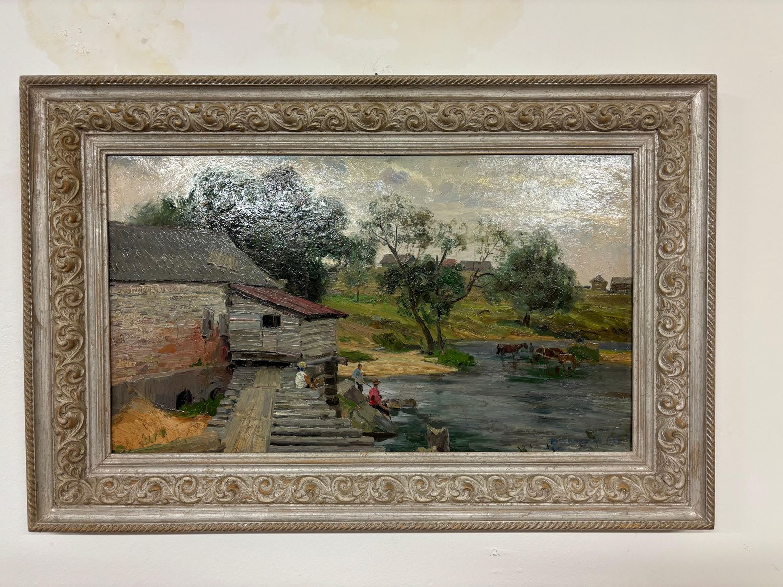 Andrey Ovcharov"Mulino Ad Acqua " Olio Su Cartone Cm. 70 X 40 19551955 photo vinterior
