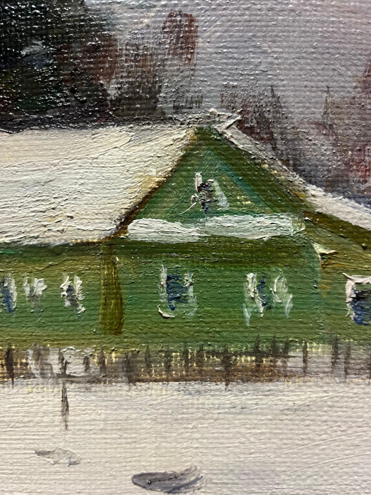 Boris Lavrenko"Green House In The Woods"  Winter, Oil Cm. 55 X 291993 photo Art