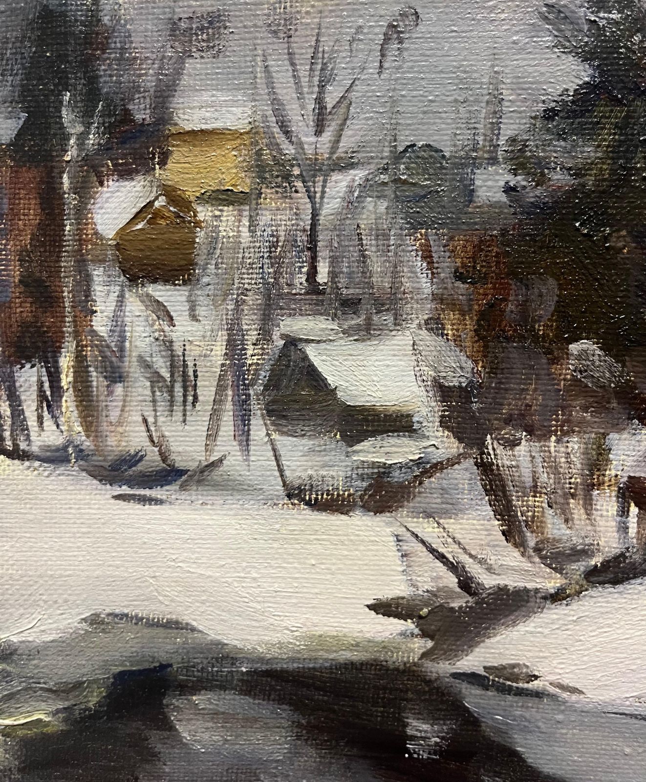 Boris Lavrenko"Green House In The Woods"  Winter, Oil Cm. 55 X 291993 photo 2551.0