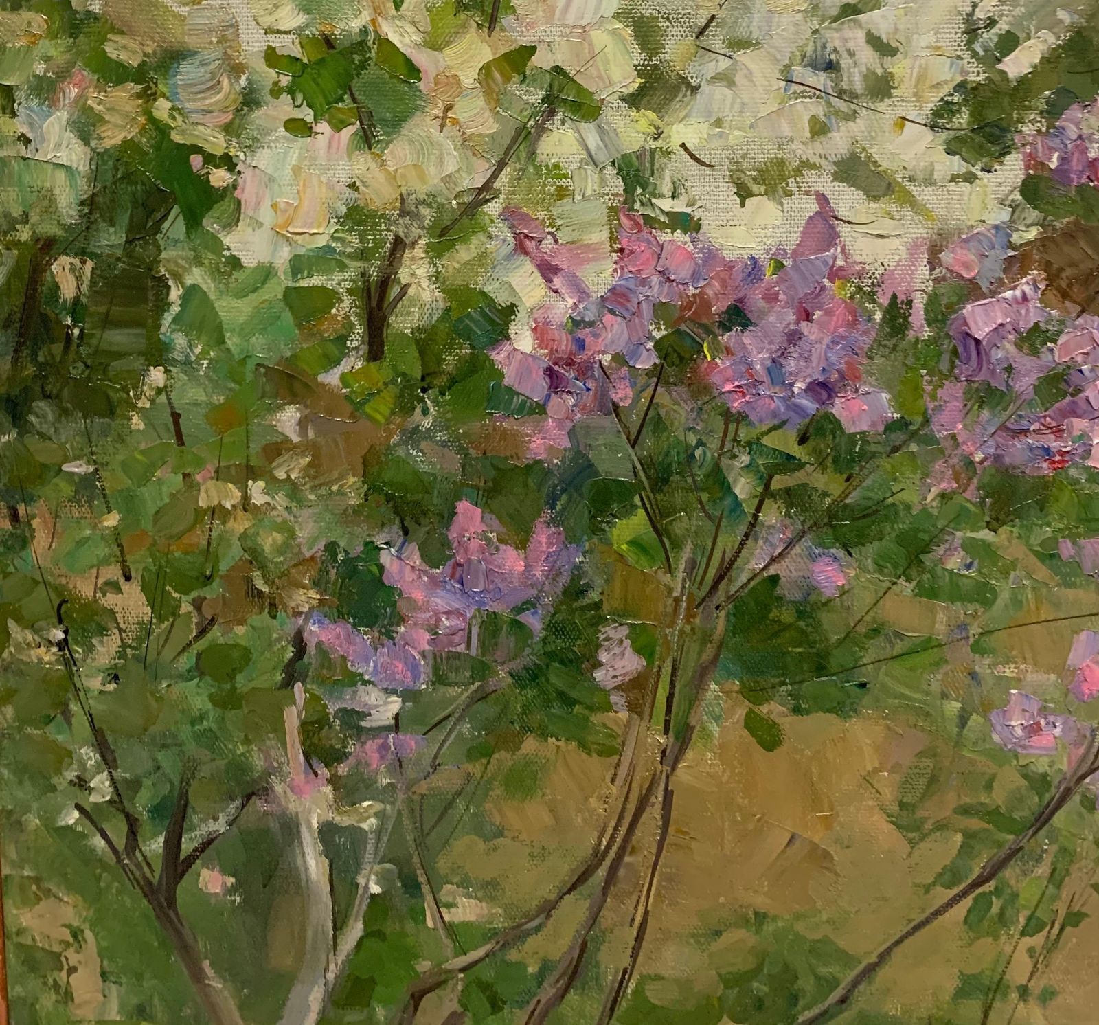 Boris Lavrenko"Spring" Oil Cm. 60 X 44  1968 Flowers, Spring, Green Purple1968 photo 2800.0