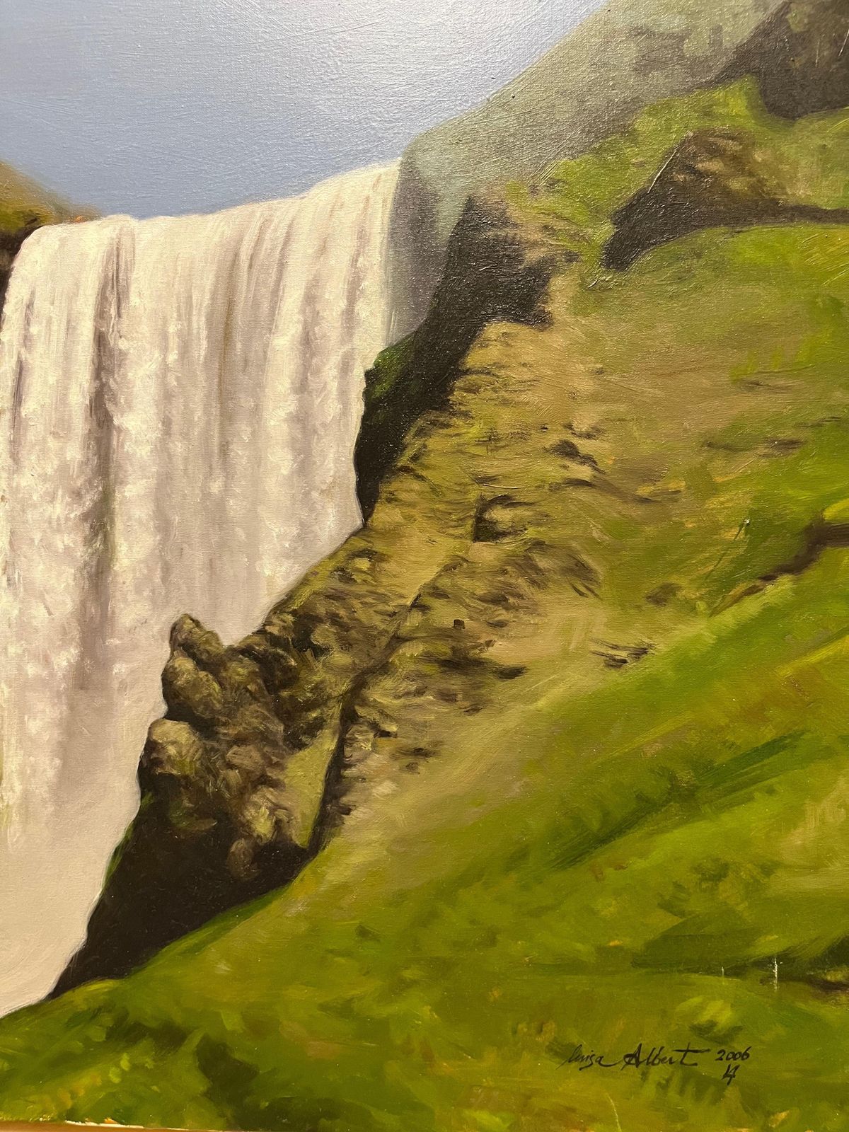 Luisa Albert" Iceland , Dettifoss Waterfall" Oil Cm. 100 X 45   20062006 photo furniture