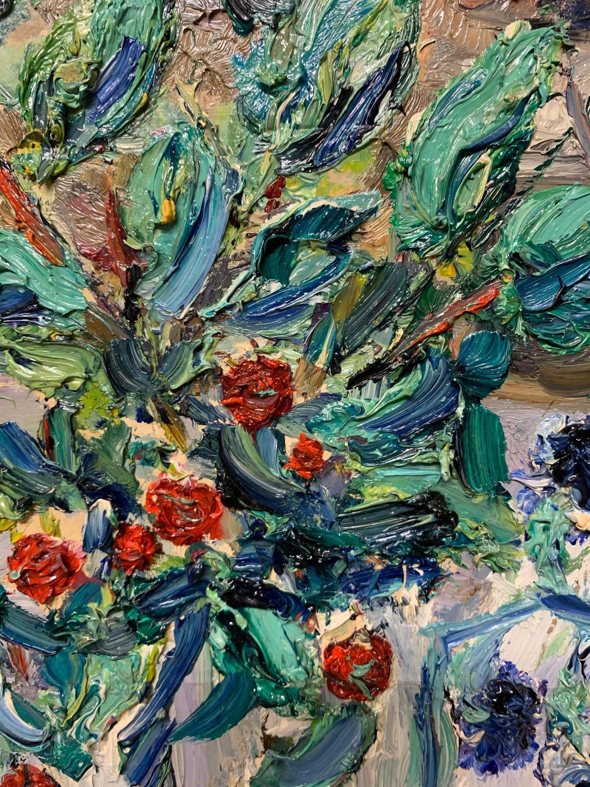 Georgij Moroz"Sour Cherries And Flowers"  Oil  Cm.  45 X 53  2006 photo Art