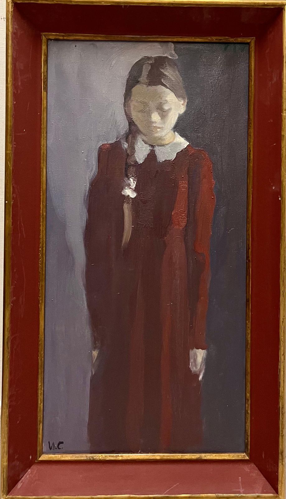 Igor Smekalov"Portrait Of A Little Girl In Bordeaux" Oil Cm. 37 X 702007
