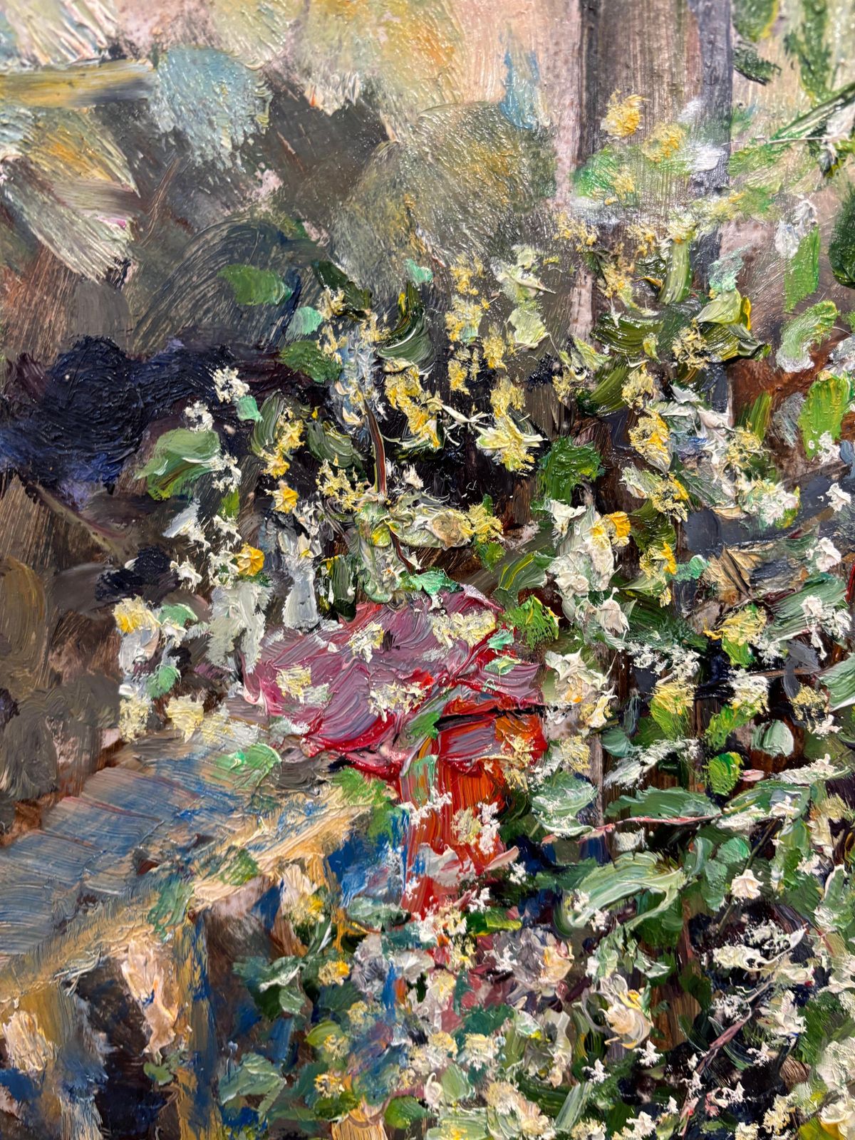 Georgij Moroz" Fiori Sul Terrazzo " Olio Su Cartone Cm 52 X 44 19971997 photo for sale