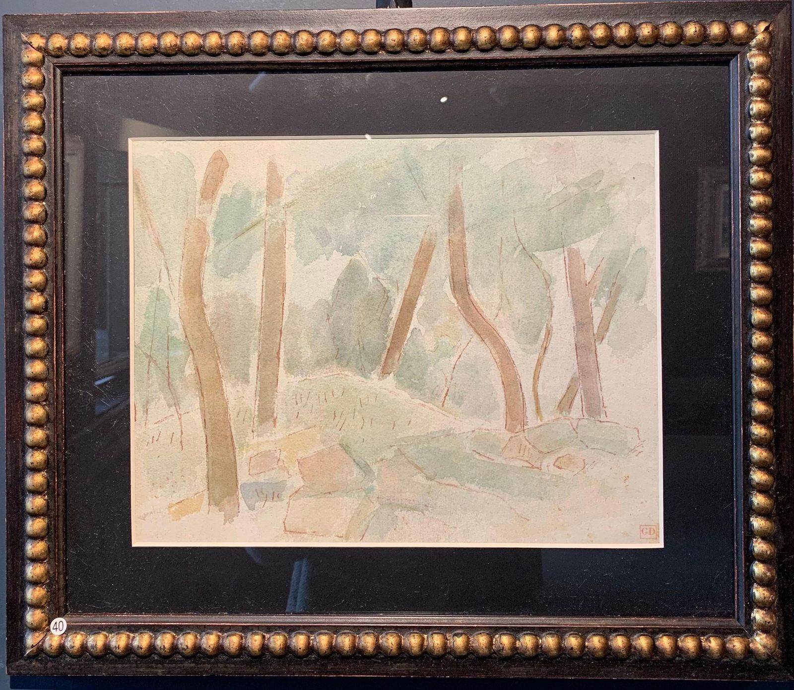 Giulio Da Milano"Undergrowth" Forest, Trees, Greenery 1929 Watercolor Cm. 36, 5 X 26, 51929