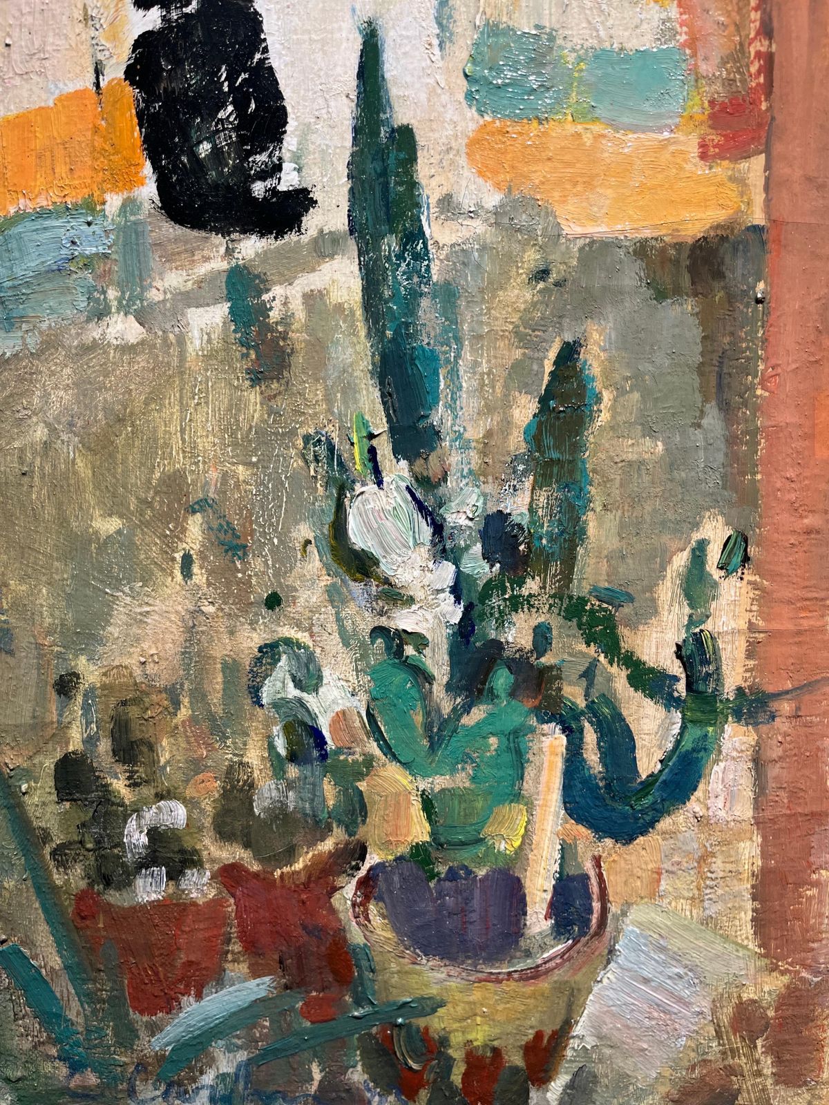 Gleb Savinov"Studio Interior With Black Cat" Oil Cm. 76 X 66 1983 Oil1983 photo 6803.0