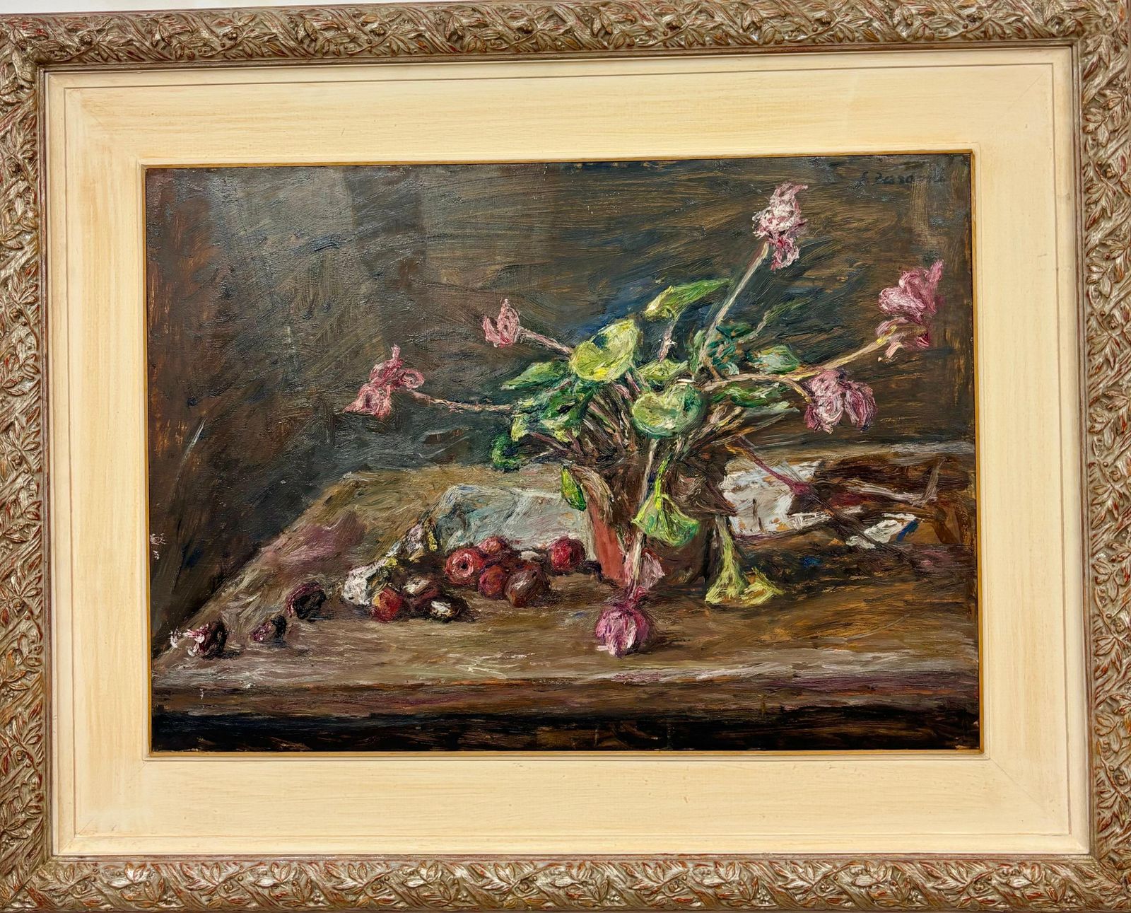 Enzo Faraoni"Naturamorta Con Fiori " Cm. 70 X 52 Olio Su Tavola Di Legno  1970 Ca1970