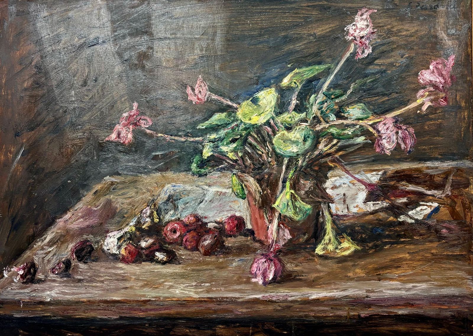 Enzo Faraoni"Naturamorta Con Fiori " Cm. 70 X 52 Olio Su Tavola Di Legno  1970 Ca1970 photo furniture