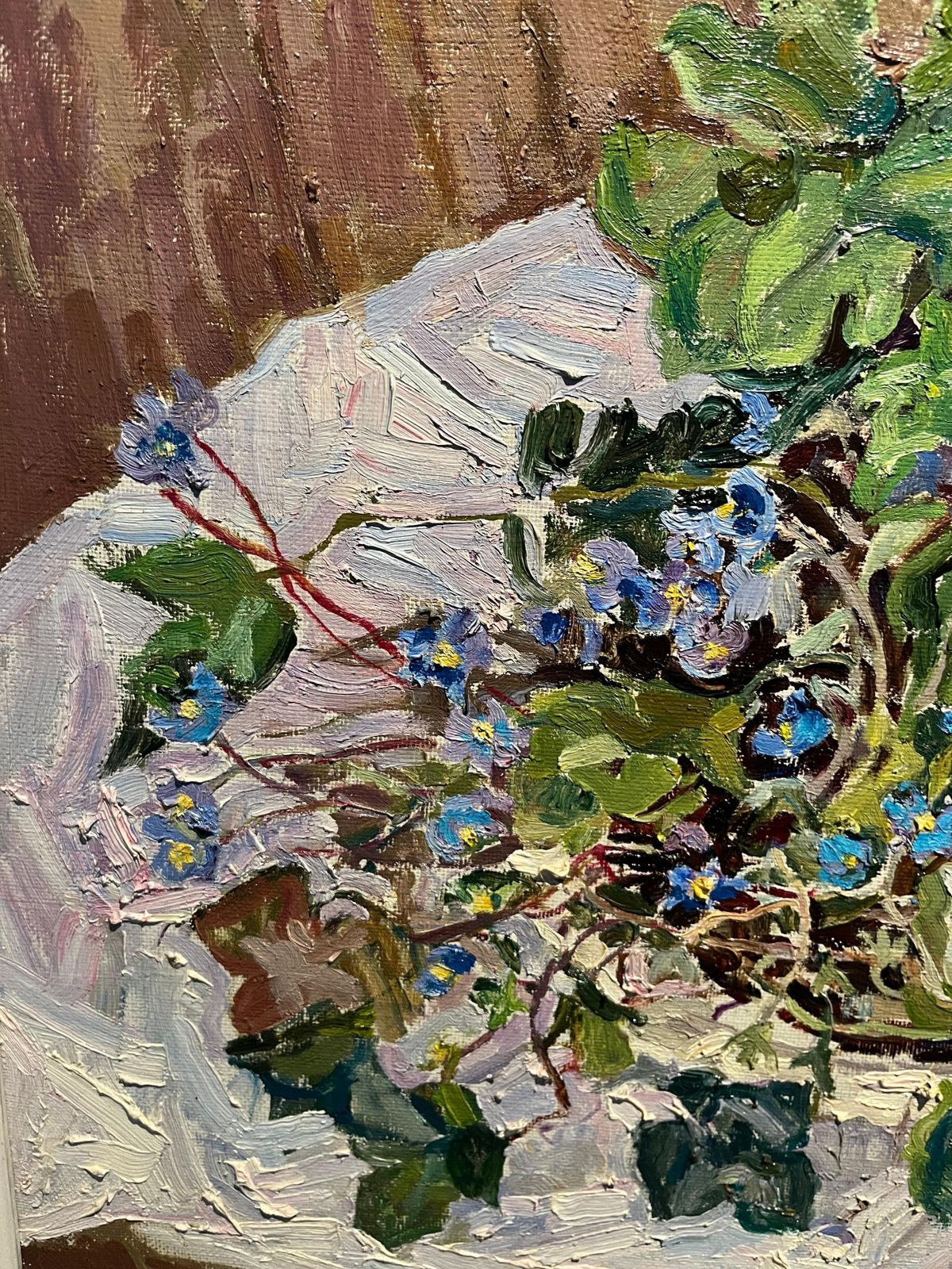 Maya Kopitzeva"Snowdrop" Flowers , Violet, Violets Oil Cm. 60 X 50  19981998 photo Art