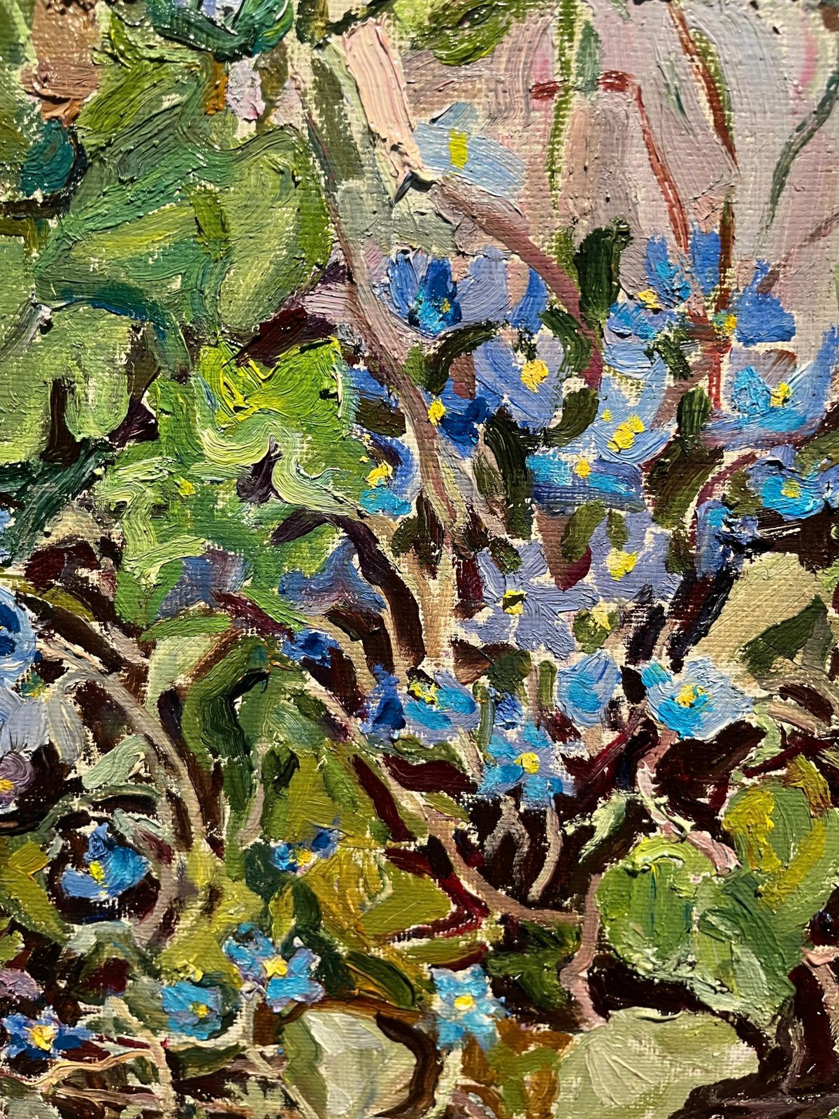 Maya Kopitzeva"Snowdrop" Flowers , Violet, Violets Oil Cm. 60 X 50  19981998 photo 7644.0