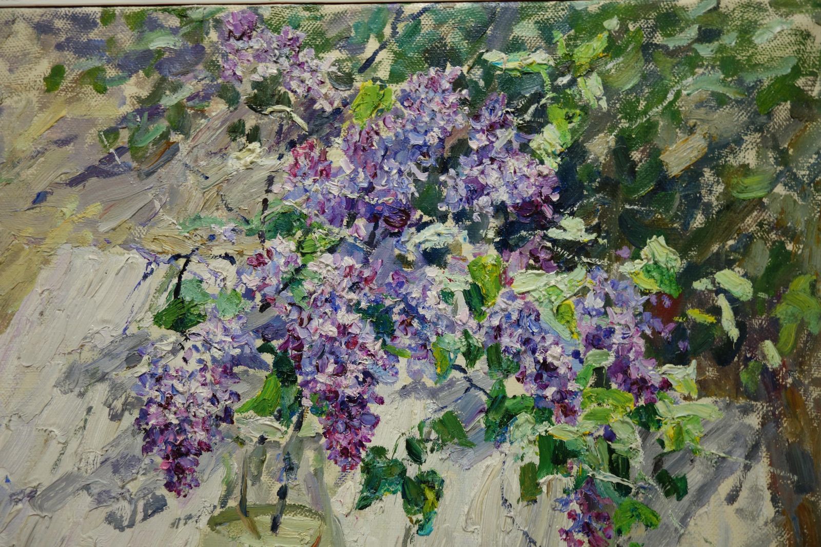 Georgij Moroz" Lilac" Spring, Flowers, Violet, Pink , Impressionistcm. 70 X 64 2001 photo for sale