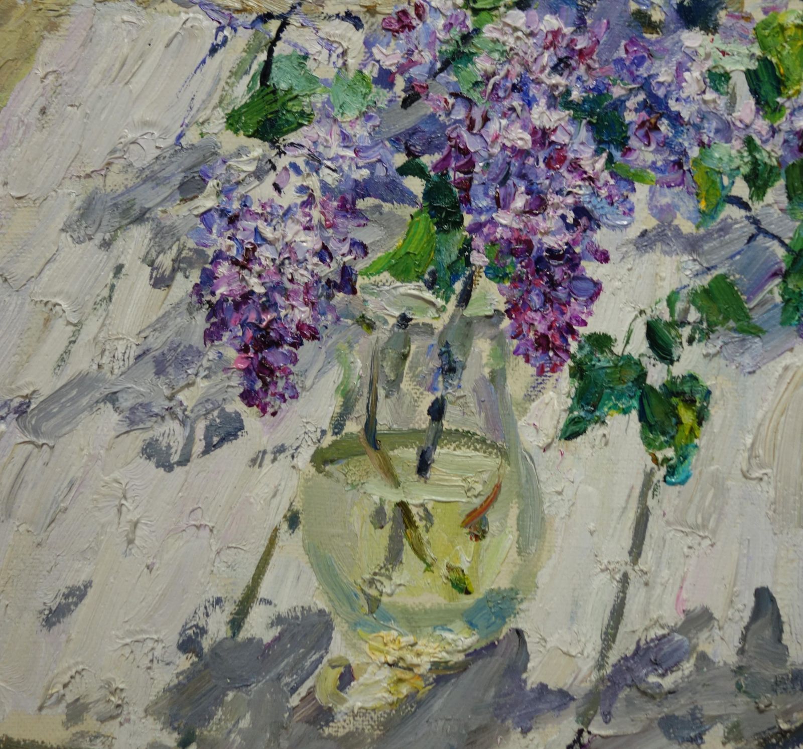 Georgij Moroz" Lilac" Spring, Flowers, Violet, Pink , Impressionistcm. 70 X 64 2001 photo Art