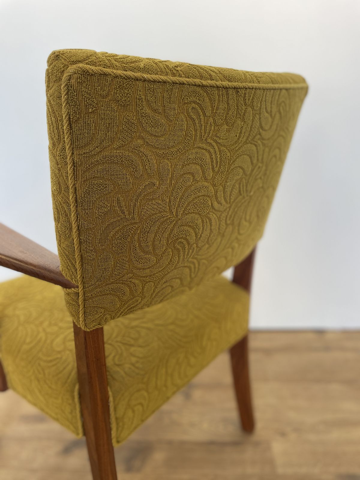 photo buy Danish Teak Upholstered Armchair W/ Green Fabric
